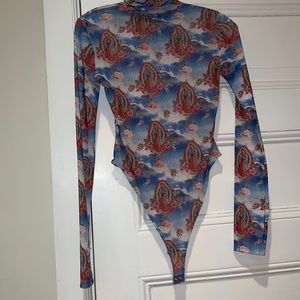 Angel printed mesh bodysuit